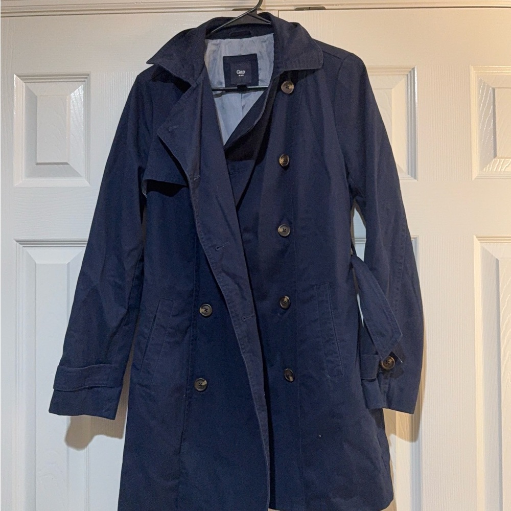 GAP Women's Dark Blue Trench Coat
